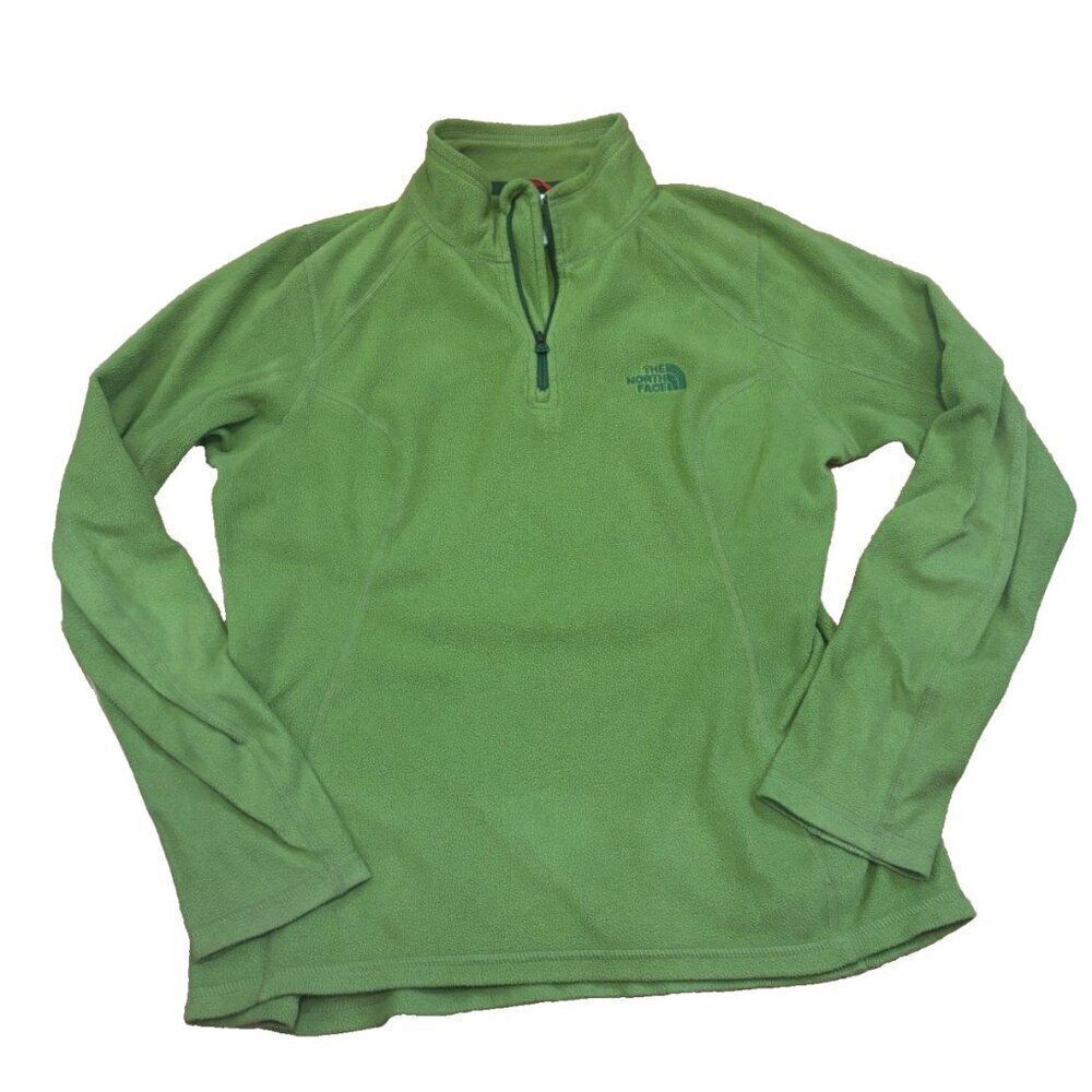 The North Face Women's Green 1/4 Zip Fleece Pullover PolarTec Jacket Size S/P - Picture 2 of 7